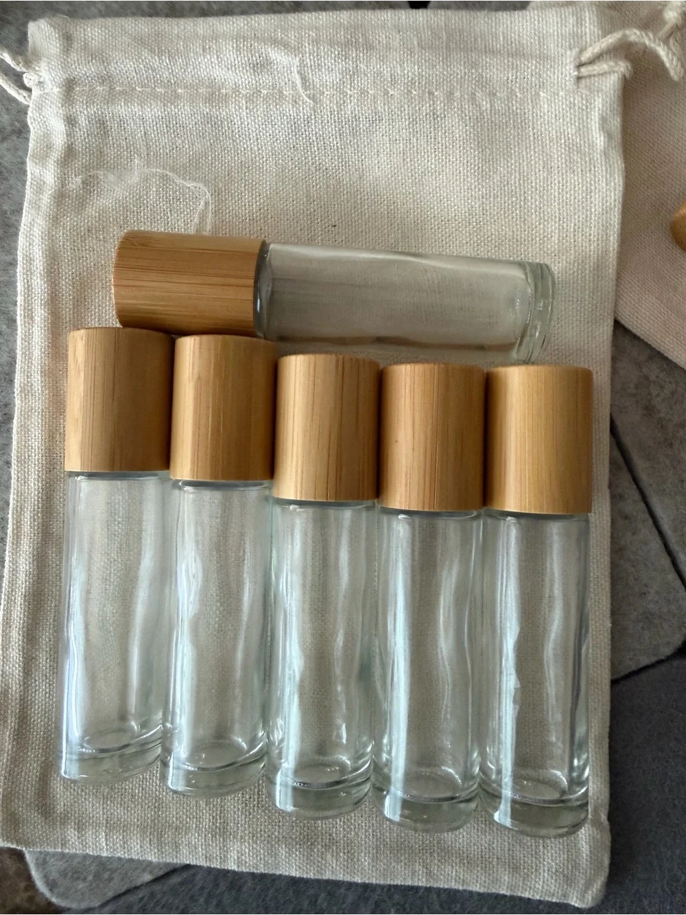 Glass Travel Bottles with Bamboo Caps - Set of 12